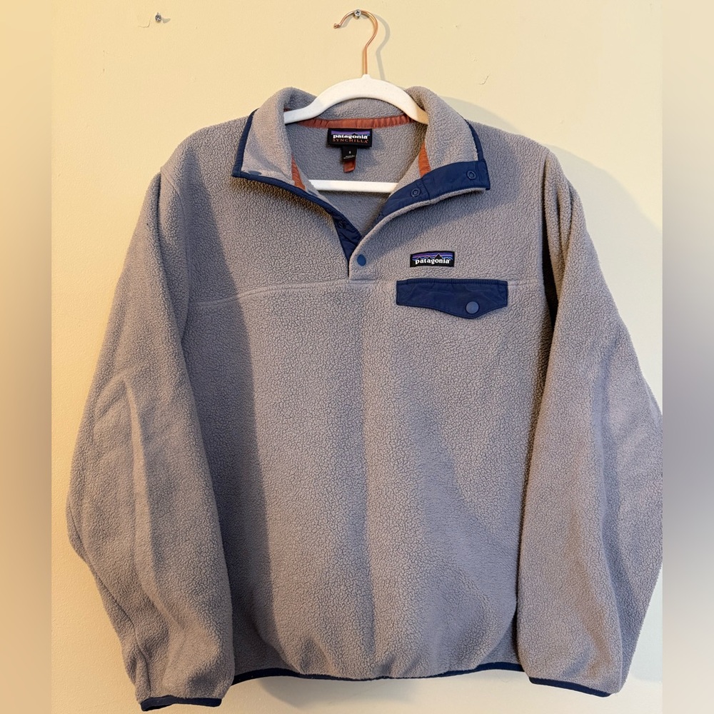 Patagonia Synchilla Gray and Navy Pullover